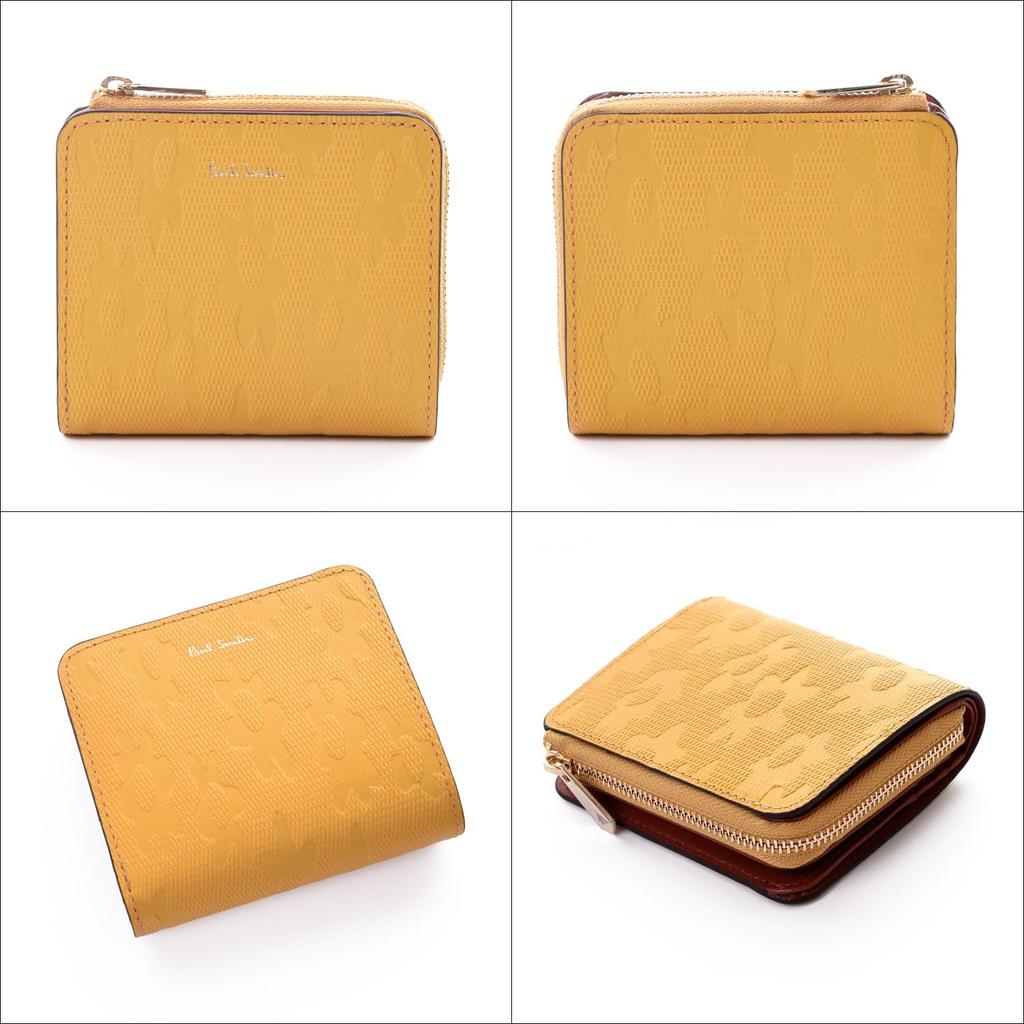 Paul Smith Daisy Leather Wallet with Coin Set 845047 W673 Bi-fold Purse, (No Engraving, Yellow)