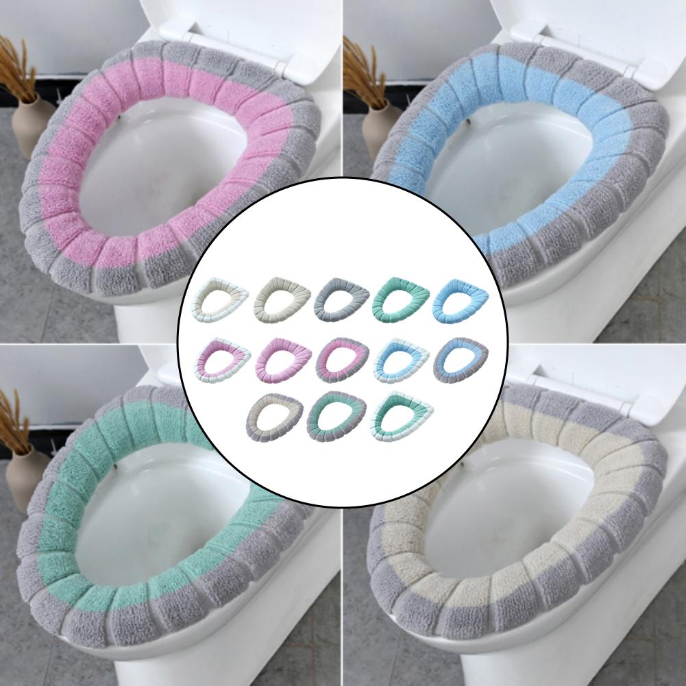 1PC Bathroom Soft Thicker Warmer Stretchable Washable Cloth Toilet Seat Cover Pads Soft And Comfortable Household Goods