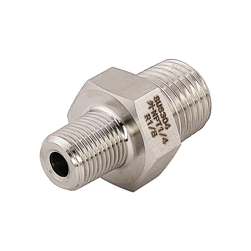 

Stainless Steel 304 Threaded Reducing Adapter, Male NPT 1/4 to Male R 1/8 BSPT ZG PT (1092)