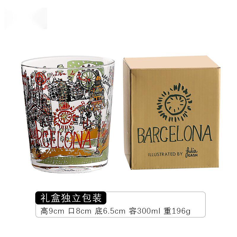 Illustration-style Japanese Tea Cup Crystal Glass Cup Designer Beer And Juice Cup Breakfast Cup 1PCS