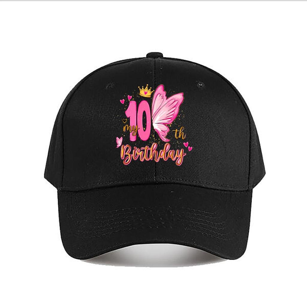 th Birthday Pink Butterfly Crown Glitter Baseball Cap Fashion Unisex Sunhat Womens Outdoor Sports