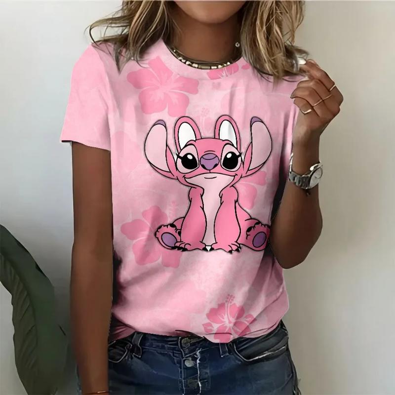 Modisches Damen-Rundhals-T-Shirt 3D-Farbdruck Rundhals Kurzarm