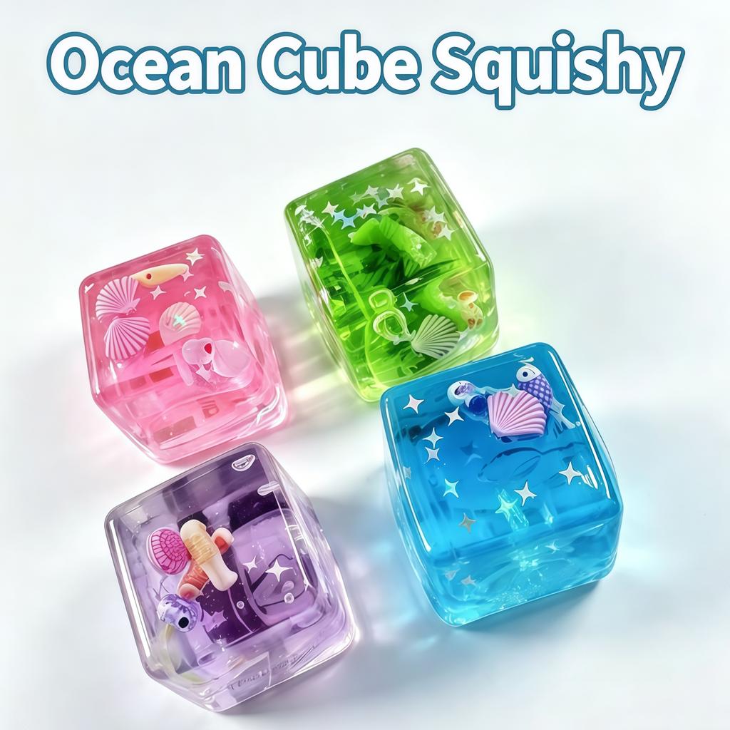 Ocean Shell 3D Water Cube Stress Relieving Toy Slow Rebound Palm Fidget Toy Gift for Girls