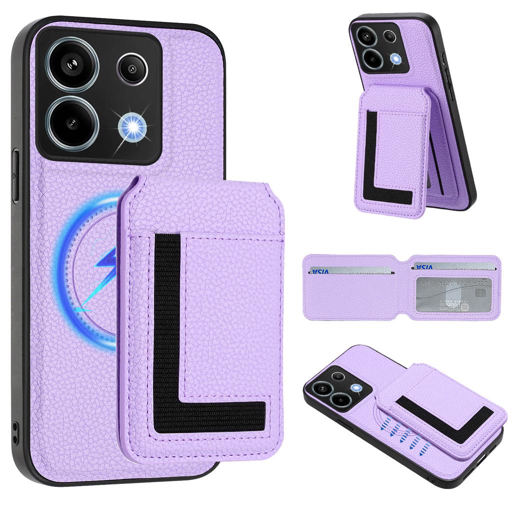 For Xiaomi Poco X6 5G/Xiaomi Redmi Note 13 Pro 5G Magnetic Case TPU+PU Leather Phone Back Cover with Detachable Card Holder