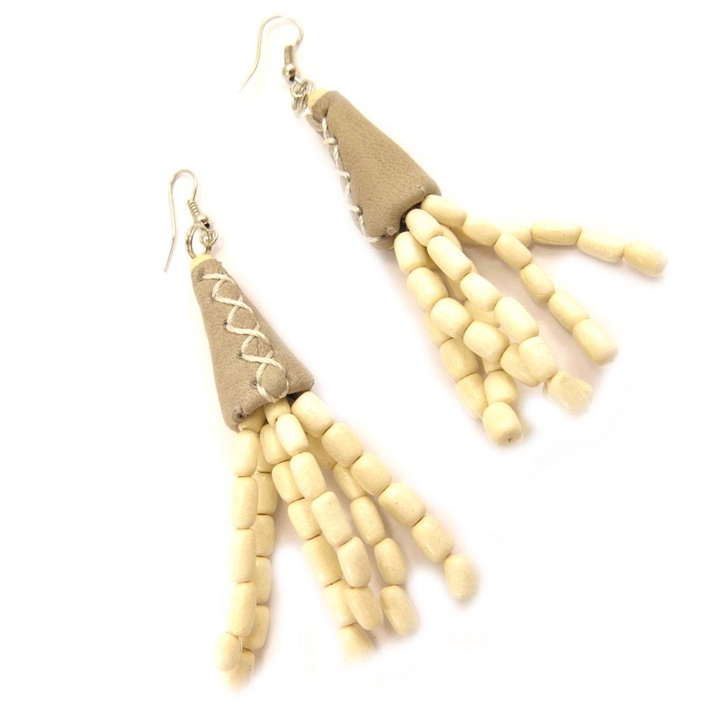 Les Trésors De Lily [L5157] - Designer Earrings 'Kilimanjaro' Beige