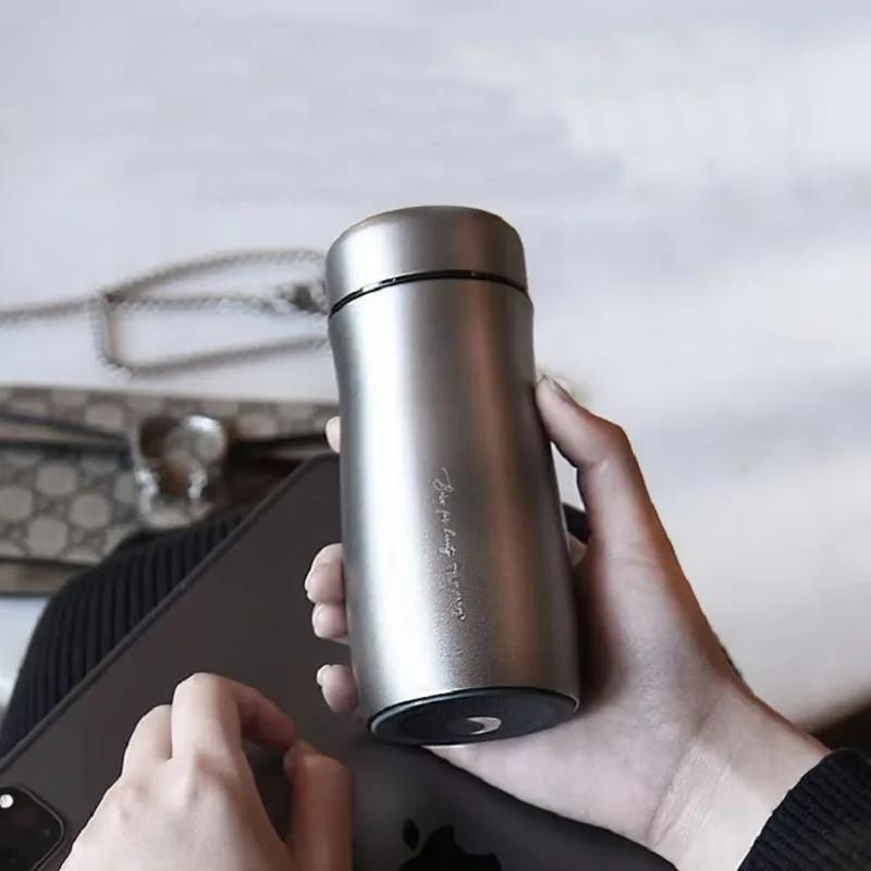 

200ml Double Layer Pure Titanium Thermos Cup With Tea Bin For Women,High Grade Gift Vacuum Flasks,Drinkware,Mini Water Bottle 200ml срібний