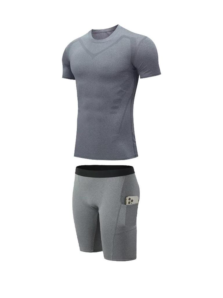 Men's Summer Fitness Set: Breathable Elastic T-shirt & High-Elastic Sports Shorts