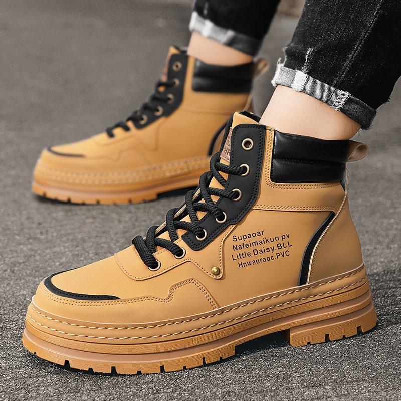 Pár Malé Žluté Boty Pánské Zimní Vysoké Velká Hlava Martinky Pánské Lokomotivní Pracovní Pánské Boty 2024 Nové