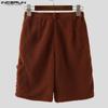 INCERUN Men Zip-up Waist Furry Casual Loose Shorts Half Pants