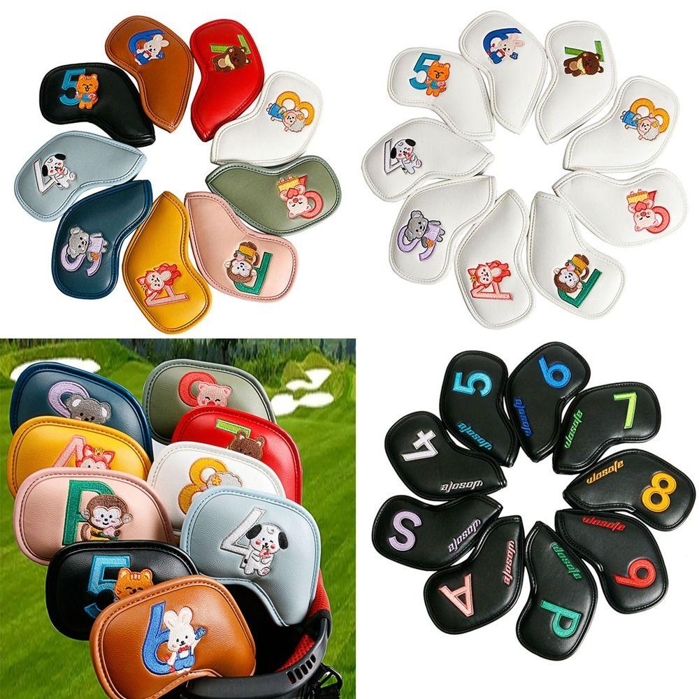 

9 шт. двухсторонние чехлы для головок клюшек для гольфа, мультяшные чехлы для головок клюшек для гольфа