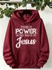 There Is Power Jesus Printing Womens Hoodies Korean Loose Hoody Fleece Pocket Unisex Clothing Autumn Casual Female Sportswear