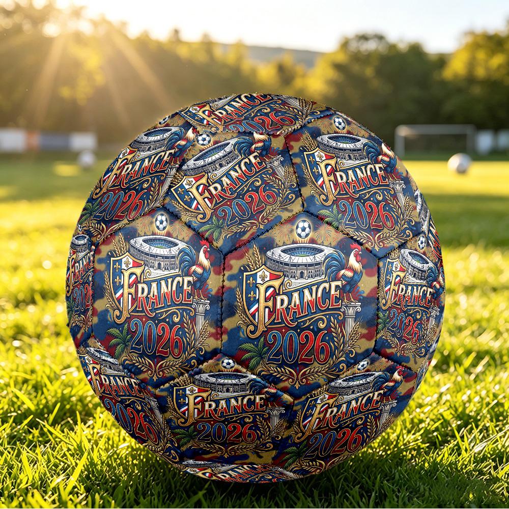 Pallone da Calcio Misura 5 Stampato France Football Resistente all'Usura Standard per Allenamento Adulti Regalo per Fan per Partite Sportive Indoor Outdoor