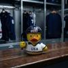 Niche Sports Event Peripheral Hockey Player Rubber Duck Resin Figurine, Statue with Complete Helmet Sturdy Sculpture Stick Jersey Gear, Weatherproof