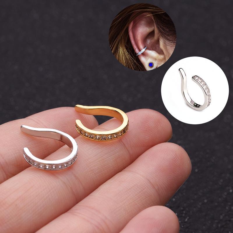 Minimalist Zircon U-shaped Ear Cuff: European/American Style Fake Piercing