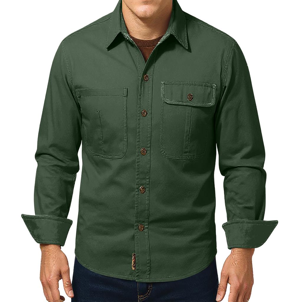 Men's Relaxed-Fit Casual Workwear Long-Sleeve Jacket Shirt