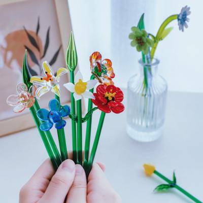 Glasblume, Kunsthandwerk, Glas, Miniatur-Ornament, mehrfarbig, exquisite Verarbeitung, Blumendekoration für den Valentinstag
