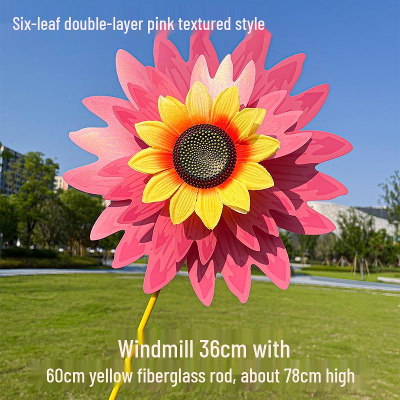 Children's Double-Layer Rotating Sunflower Pinwheel Outdoor Decoration
