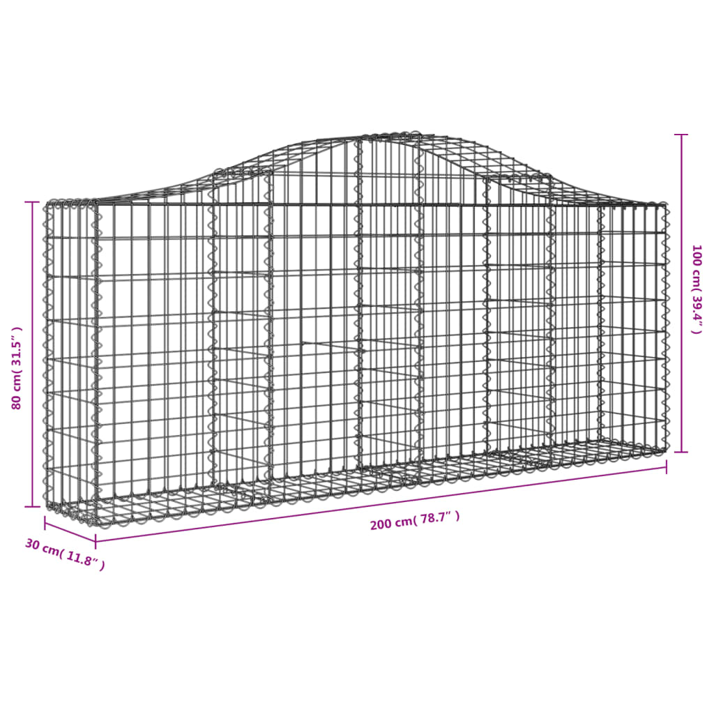 Vidaxl Kosze Gabionowe, 5 Szt, 200X30X80/100 Cm, Galwanizowane Żelazo