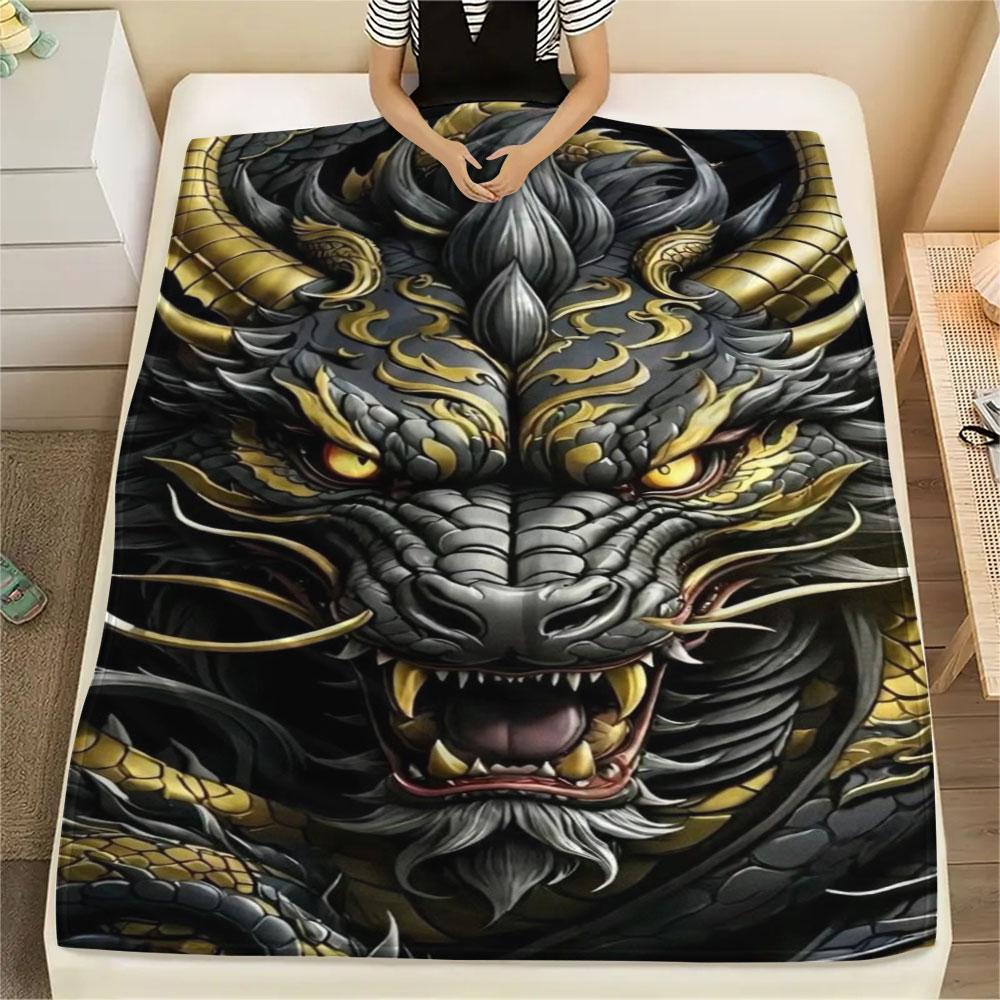 Green Dragon Clouds Blanket Camping Trip Soft And Comfortable Sheet Bedroom Machine Washable