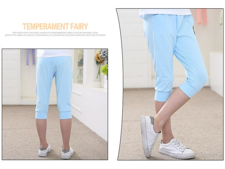 Korean Style Girls' Summer Sweatpants (6-15 Years) - Casual Capri Sports Pants