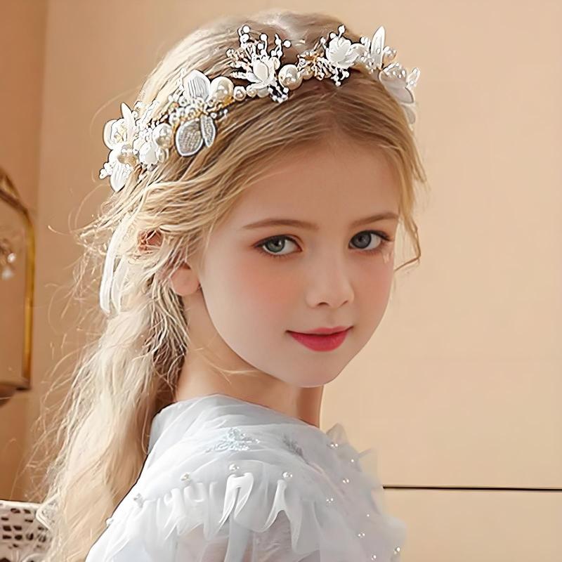 Kids Floral Headpiece Handmade Dried Flower Crown Non-irritating Hair Wreath for Wedding Pageant Outdoor Picnic Gift