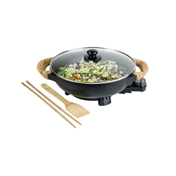 Wok Électrique Princess 162389 - 7L - Revêtement Marbre Anti-Adhésif - Thermostat 250°C - 1400W - Noir