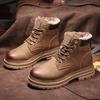 Winter new men's cotton boots Martin boots velvet thermal casual men's shoes in the picture