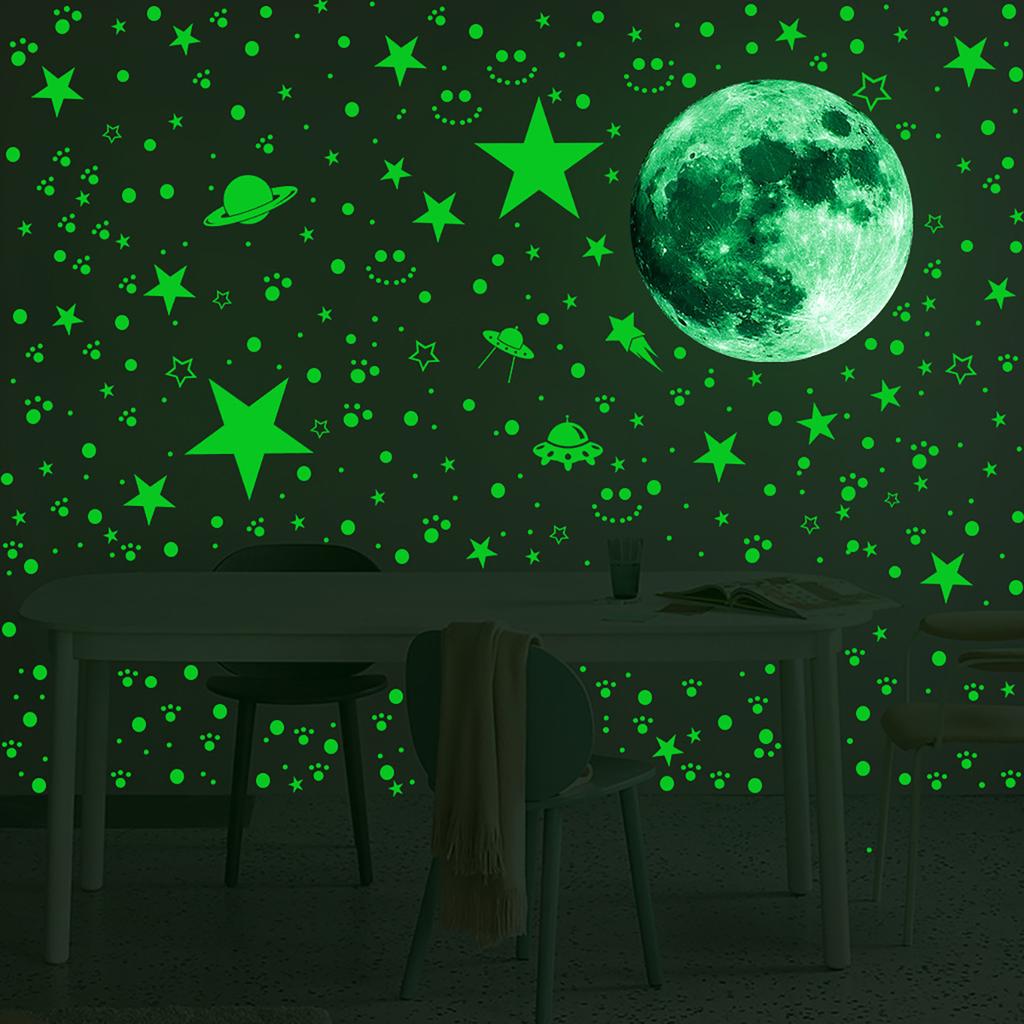 947Pc Luminous Moon Stars Wall Stickers Glow In The Dark 3D Bubble Dot Star For Kids Room Ceiling Decor Fluorescent Wall Sticker
