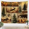 Wolf Print Tapestry Wall Hanging Wildlife Hunting Theme Tapestry for Kids Boys Girls Western Farmhouse Wall Tapestry Rustic