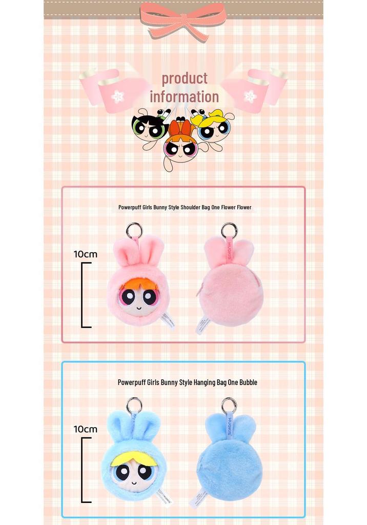 Powerpuff Girls Bunny Costume Mini Shoulder Bag with Bubble Earphone Case & Plush Pendant