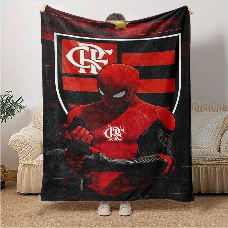 1pc Spiderman Meets Flamengo Spirit Flannel Blanket Soft Warm Throw Blanket for Bedroom Living Room Bed Travel Camping Picnic Gift. MT71501197