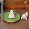 Keramik-Frosch, Tee-Haustier, Lotusblatt-Design, Mini-Keramik-Frosch-Ornament für Wohnzimmer, Schlafzimmer, Büro-Dekor