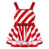 Girls Christmas Dance Costume Sleeveless Shiny Sequins Striped Figure Ice Skating Roller Skating Leotard Dress