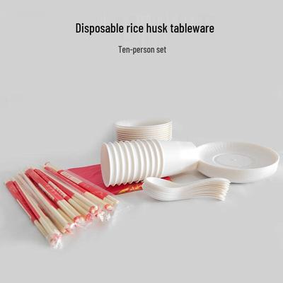 Set de vajilla desechable de cáscara de arroz