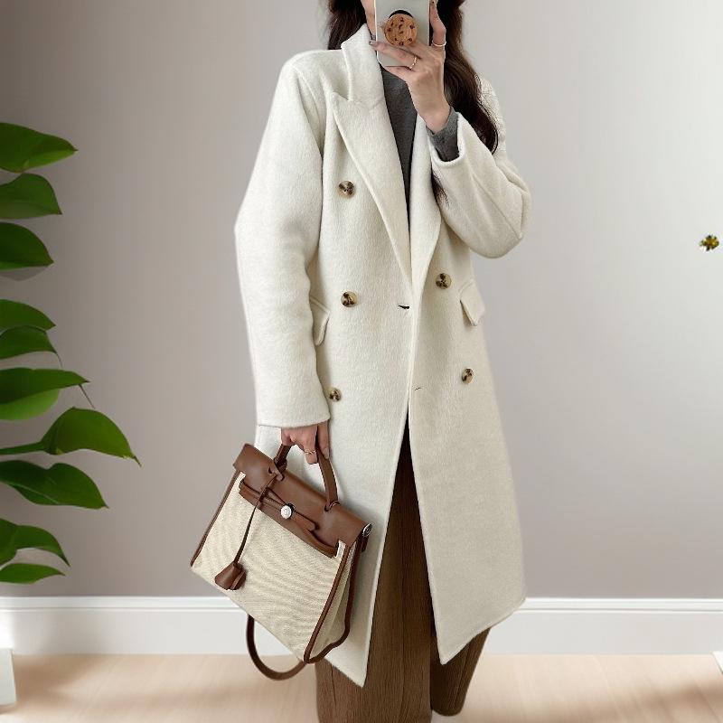 

Women s Luxury Double-Sided Cashmere Wool Coat – Long, Loose Fit for Autumn/Winter M
