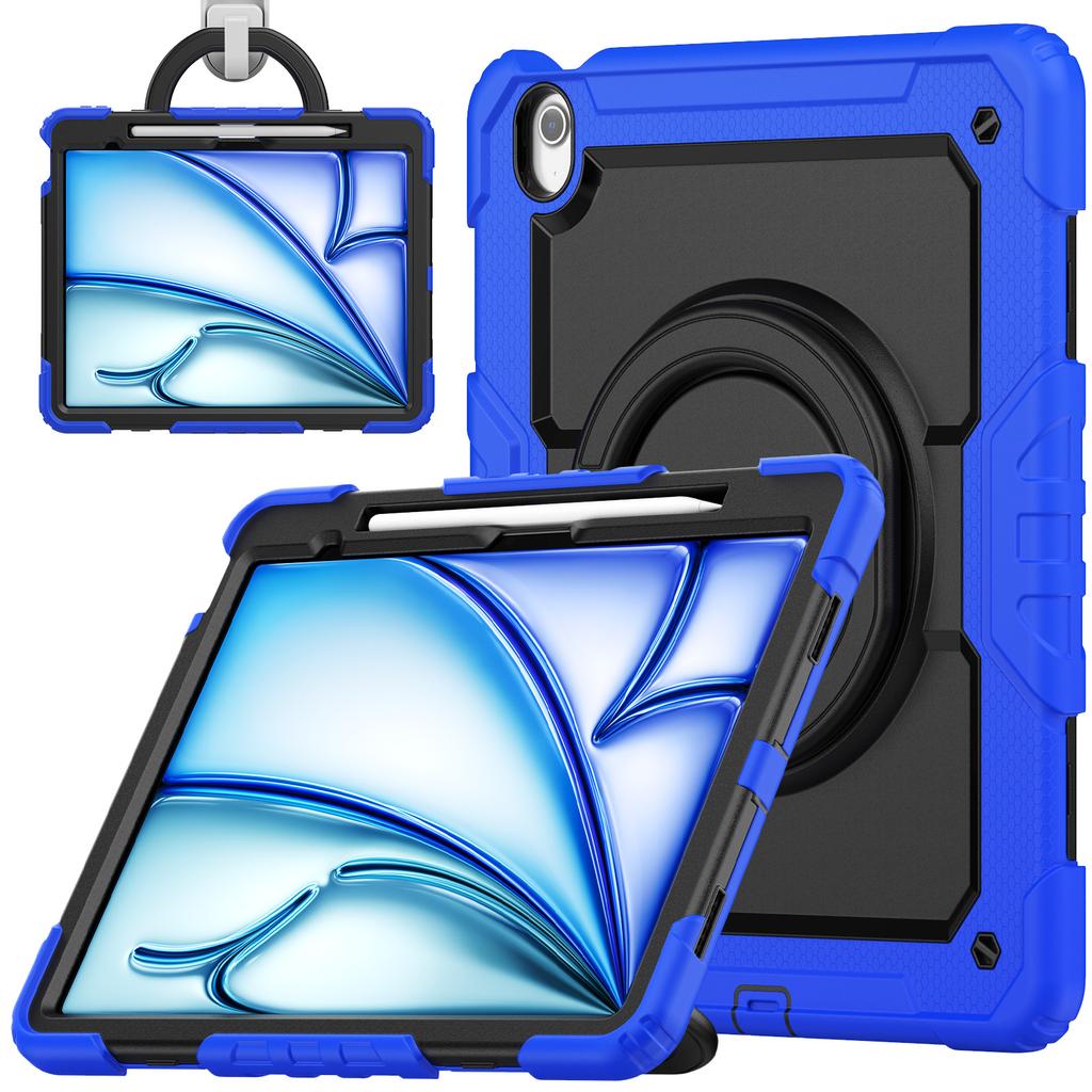 For iPad Air 13 (2025)/(2024) Case PC+Silicone Tablet Cover with Kickstand,Strap