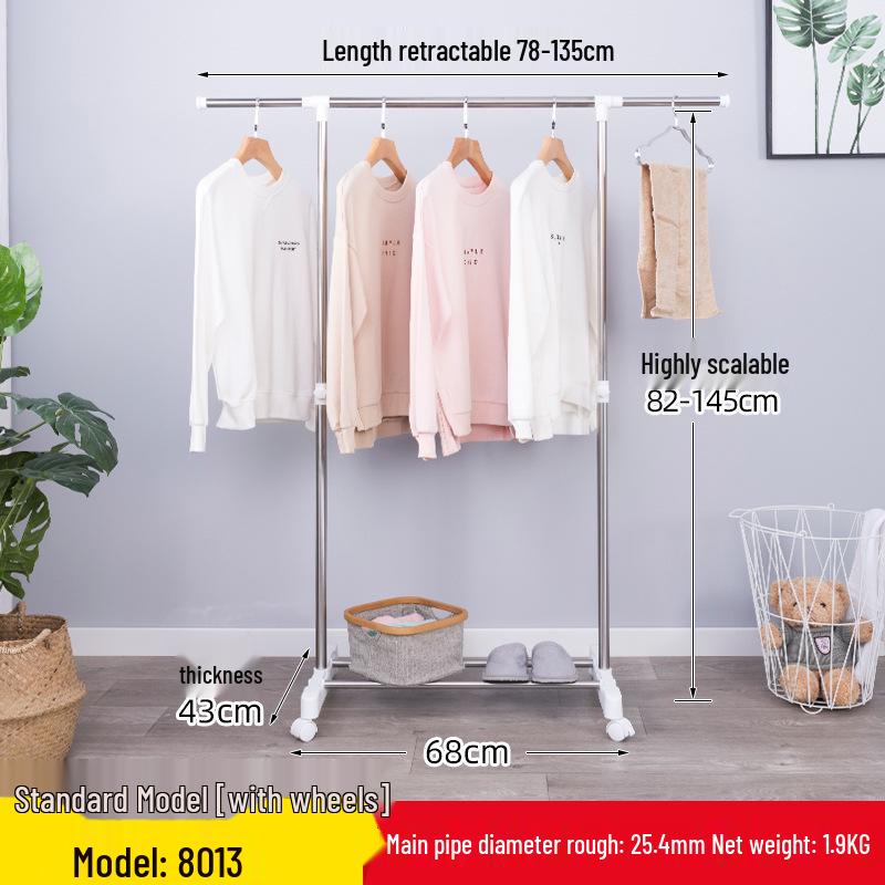 Compact Stainless Steel Clothes Drying Rack - Floor Standing Single Pole Hanger for Balcony