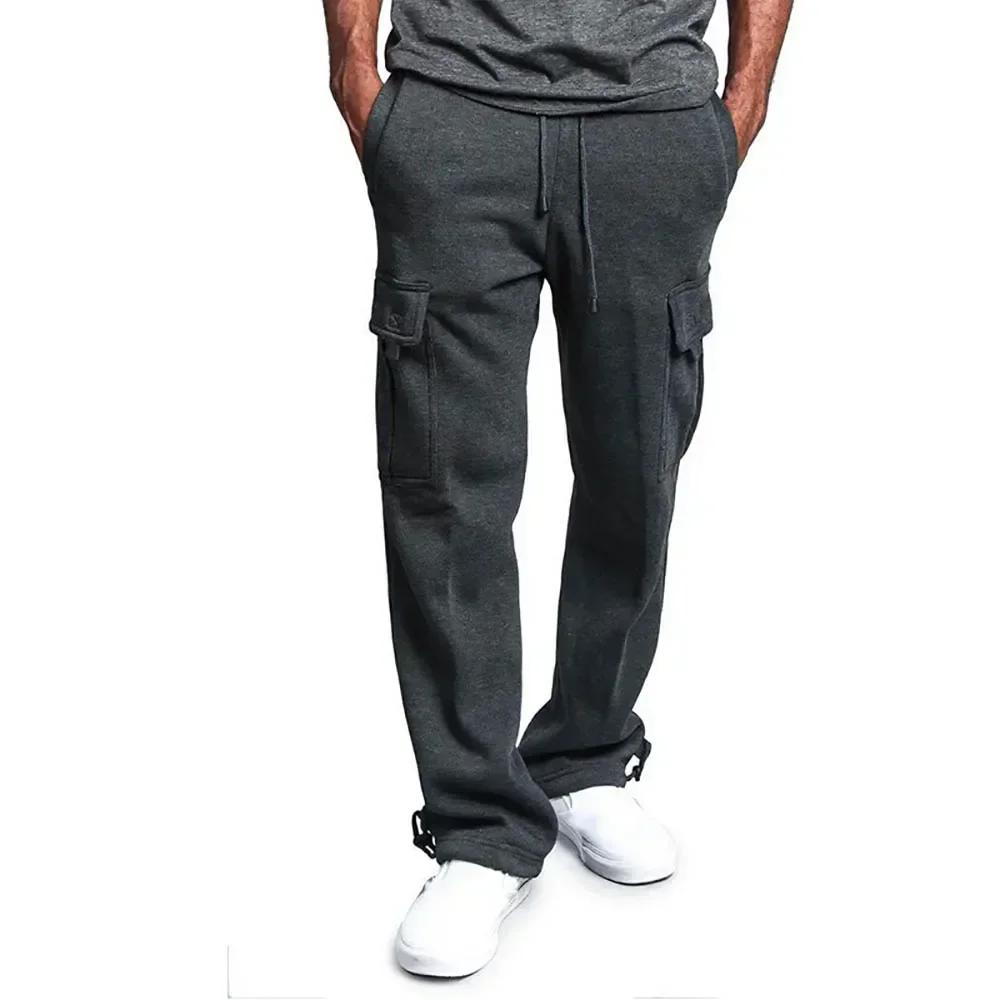 Men's Cargo Sweatpants Autumn Long Pants Loose Sport Fit Jogging Overalls Joggers Sweat Pocket Pants Cargo Trousers Streetwear