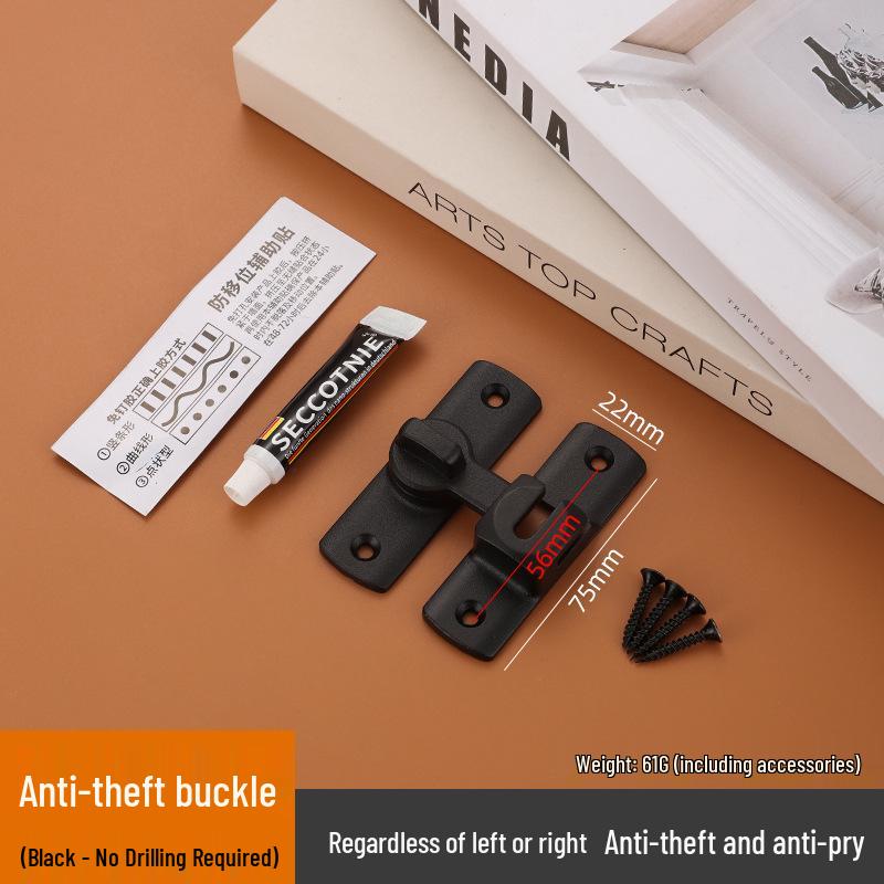 Aluminum Alloy 90°/180° No-Drill Anti-Theft Door Latch for Bathroom.