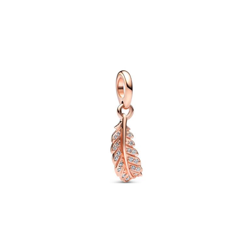 European And American New Beaded White Copper Silver-Plated Blue Series Feather String Decoration Butterfly Pendant Diy Accessories