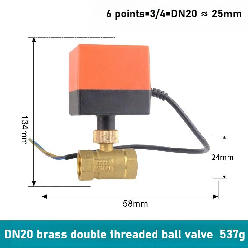 Electric Copper Two-way Ball Valve DN15 20 25 32 40 50 Three Wire Two-point Control 220V 12V 24V Electric Ball Valve