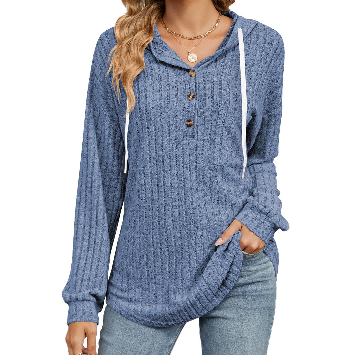 

HNXC Женские модные повседневные однотонные худи и свитшоты с капюшоном и длинными рукавами с принтом XXL синий