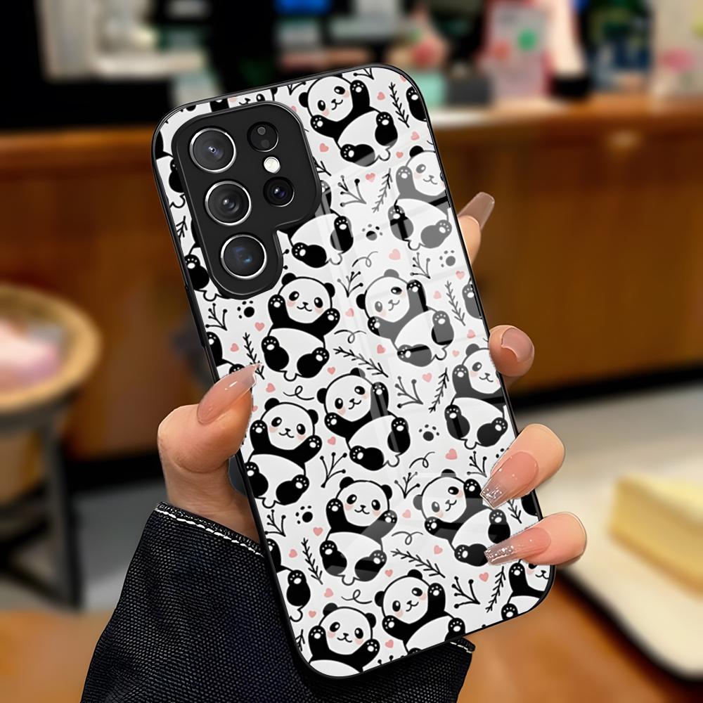

Cute Panda Phone Case For Samsung S26 S25 Plus S20 S20 Plus S22 Ultra S23 FE S21 Plus S21 Ultra Glass Cover Samsung S21