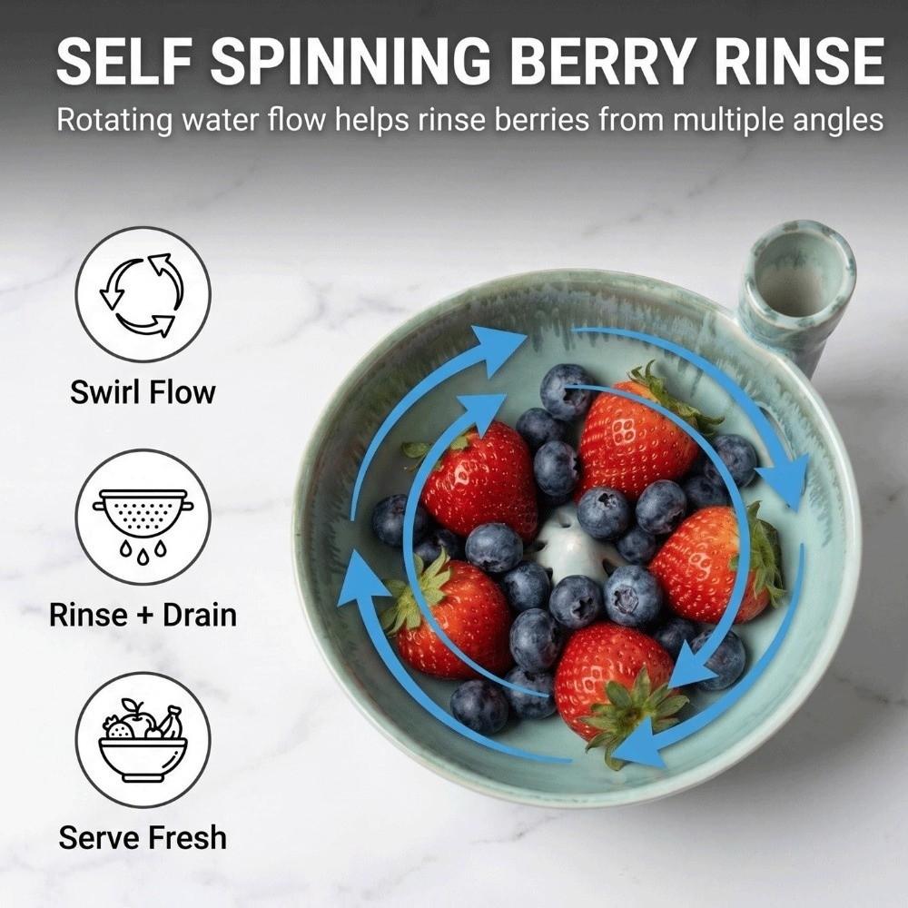 Self-Spinning Self-Rotating Berry Bowl Vortex-Style Fruit Cleaning Bowl Vegetable Washer