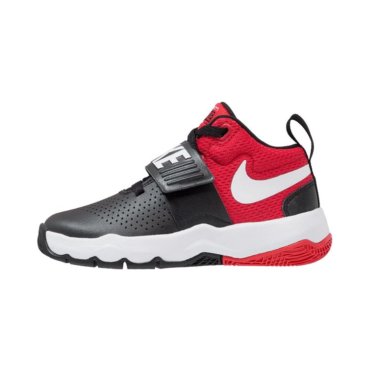 Nike Team Hustle D 8 Velcro Performance Mid-Top Kids Basketball Shoes Kids sneakers Black Red White 881942-004