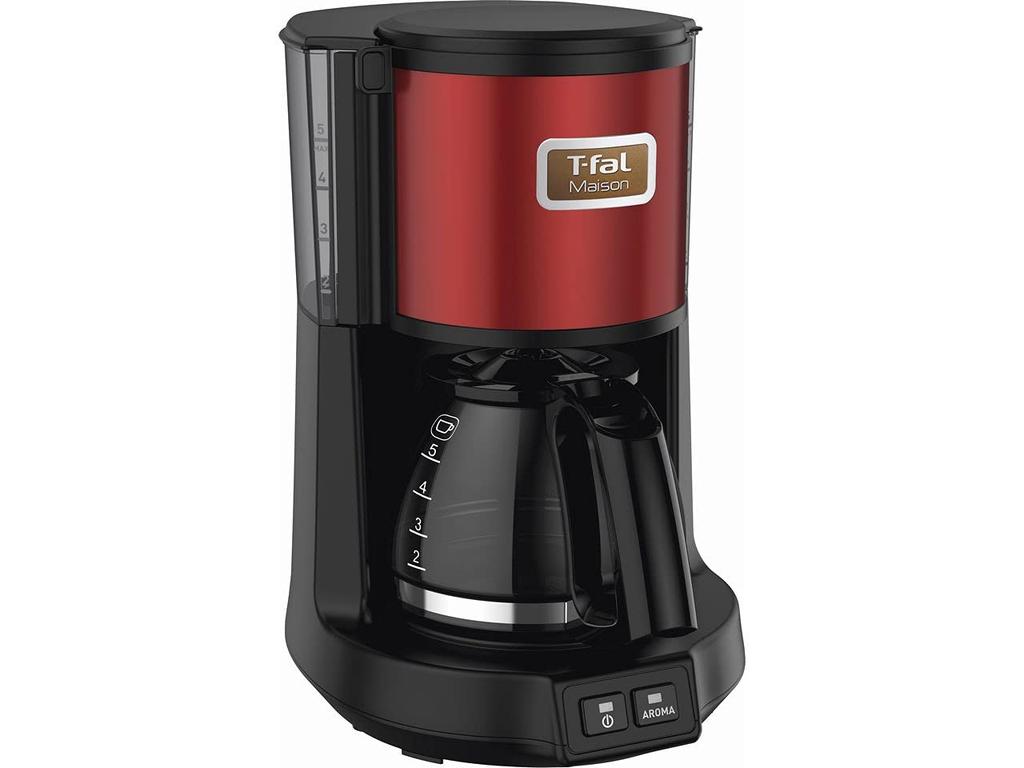 T-fal CM4905JP Coffee Maker, 0.6L/5-cup Capacity, Drip Style, Two-mode Selection, "Maison Wine Red