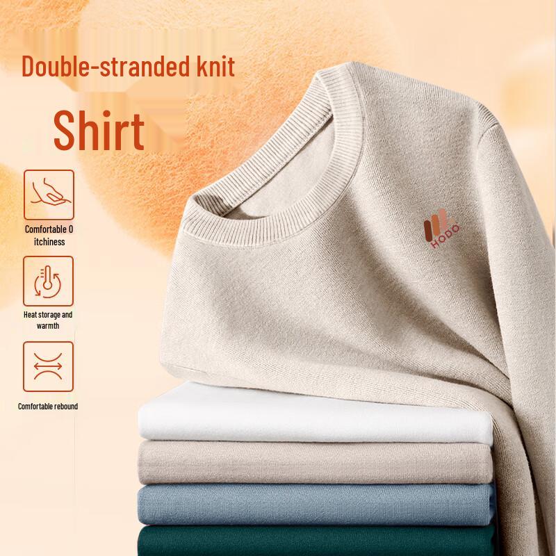 Hodo Men's Warm Fleece-Lined Crew Neck Knit Sweater