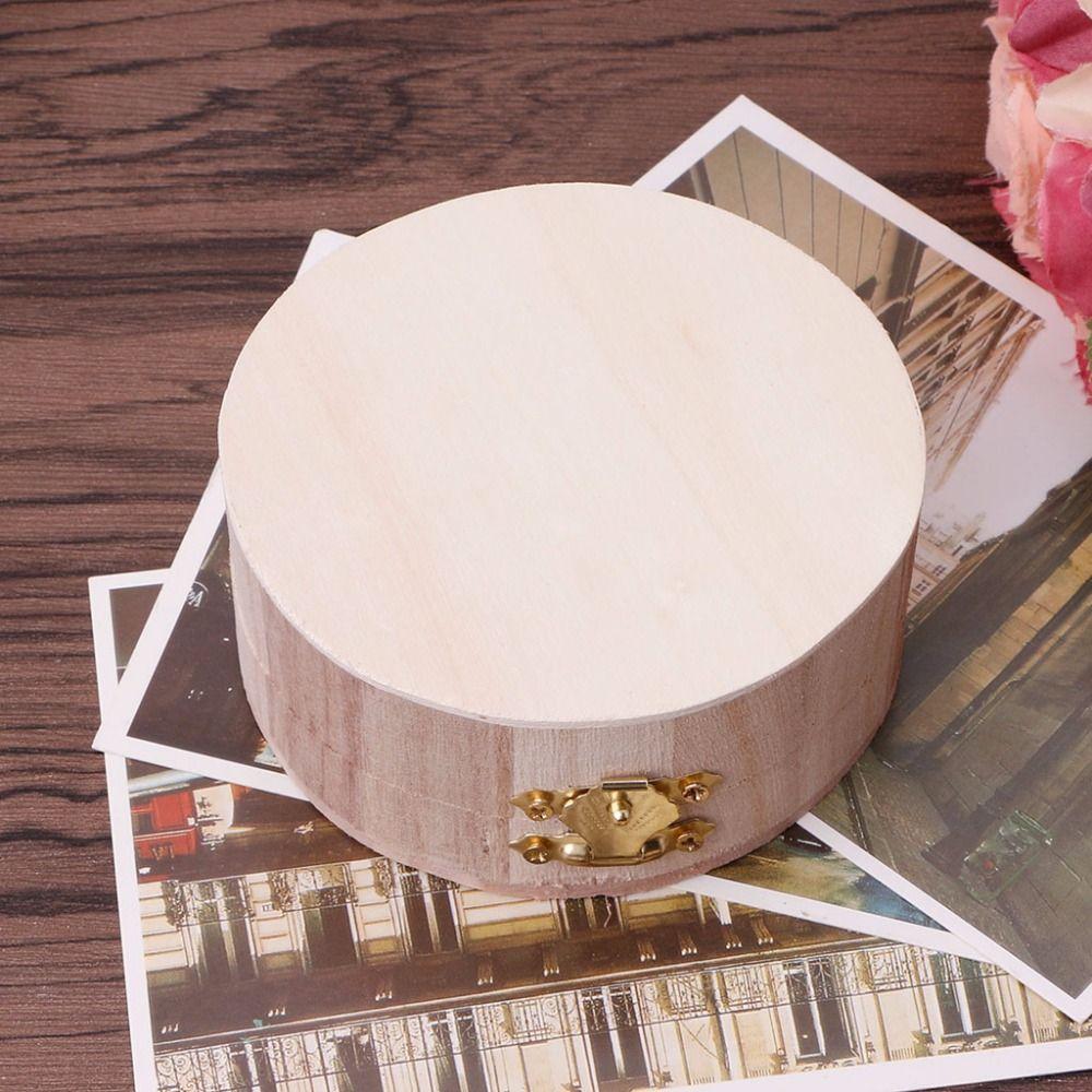 1 szt. Pudełko drewniane w stylu vintage Butikowy prezent Przechowywanie biżuterii Dekoracja artystyczna DIY Rzemiosło z drewna Pudełko Pojemnik na pierścionki kolczyki zabawkę dla dzieci