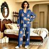 Unisex Casual Long Sleeve Long Pants Pajama Set for Home Lounging