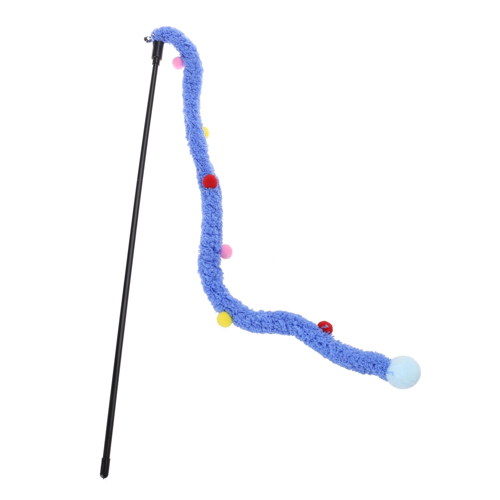

Кошачья игрушка-дразнилка с милым помпоном, длинная интерактивная палка, игрушка для кошек, забавные инструменты для дрессировки кошек, бегающие по проводам для котят синий